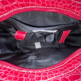 Tommy Hilfiger Women’s Red Croc Embossed Leather Picture Perfect Satchel Bag