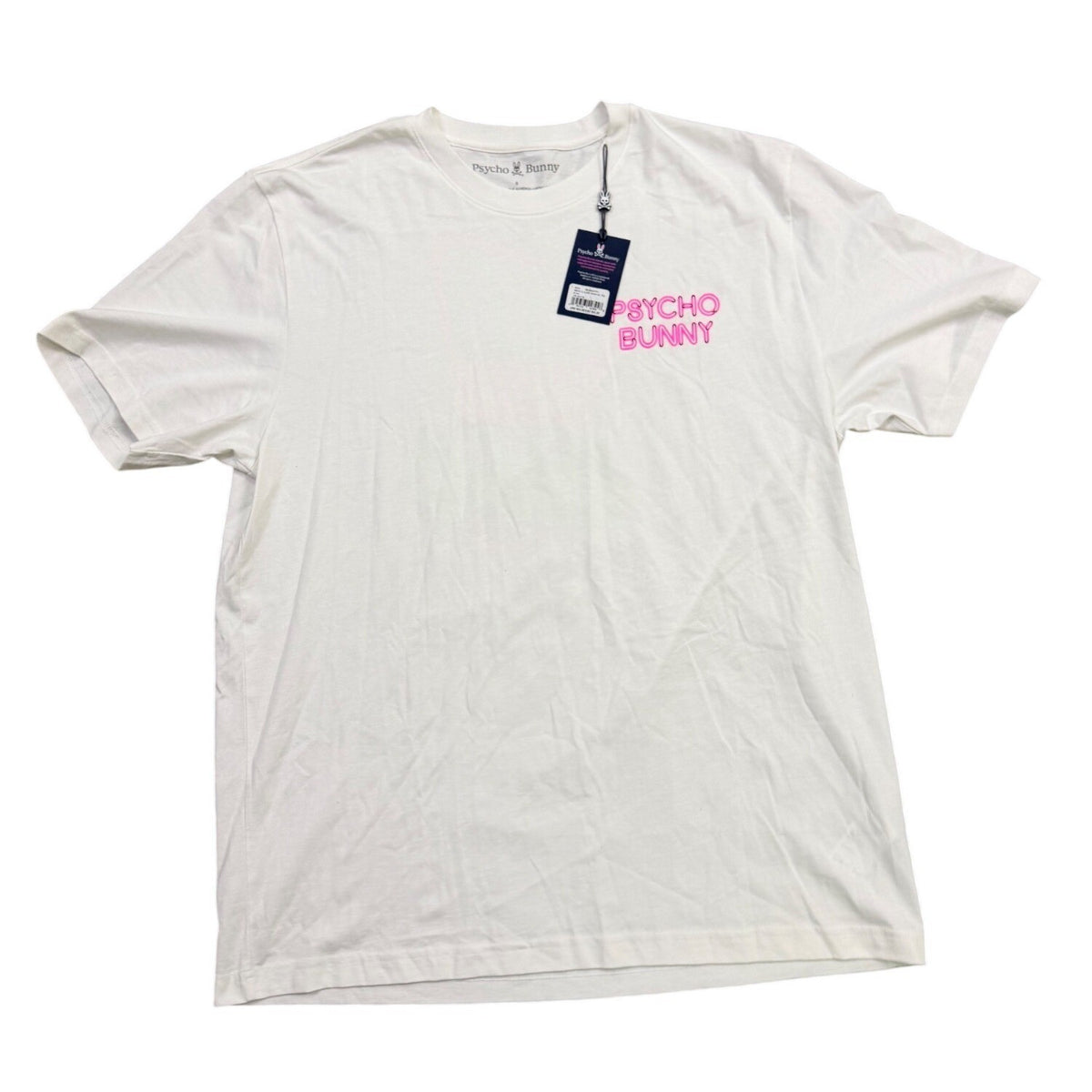 Psycho Bunny Mens White Graphic Tee Crewneck Logo Front & Back T-Shirt Sz 8