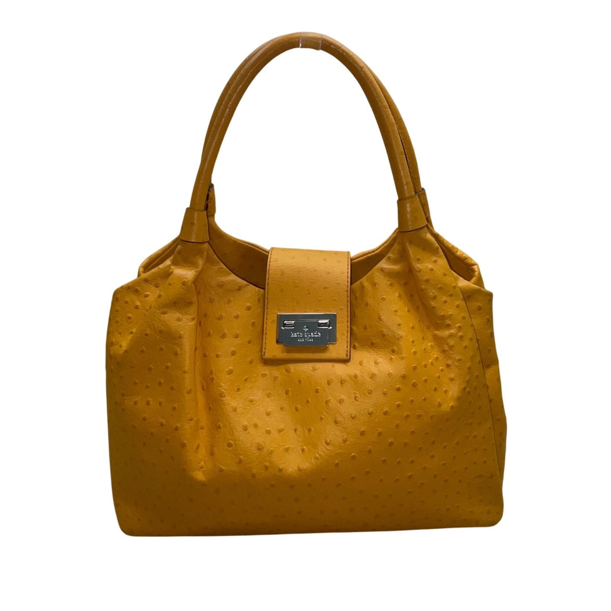 Kate Spade Women’s Yellow Faux Ostrich Leather Metallic Clasp Closure Tote Bag
