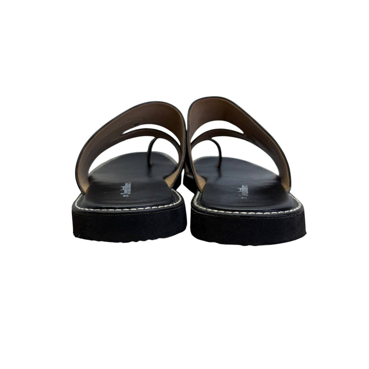 Sreeleathers Black Leather Cushioned Soles Open-Toe Chappal Sandals Sz 10US