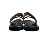 Sreeleathers Black Leather Cushioned Soles Open-Toe Chappal Sandals Sz 10US