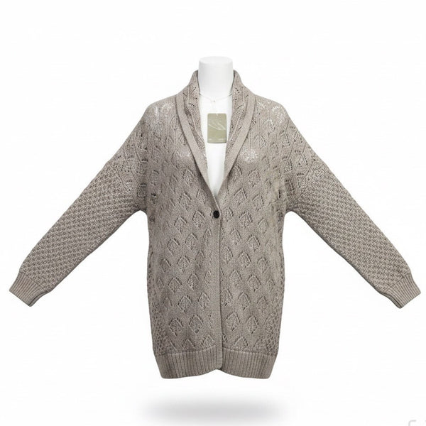 Garnet Hill Womens Gray Baby Alpaca Cardigan Sweater Button Front Textured Sz M