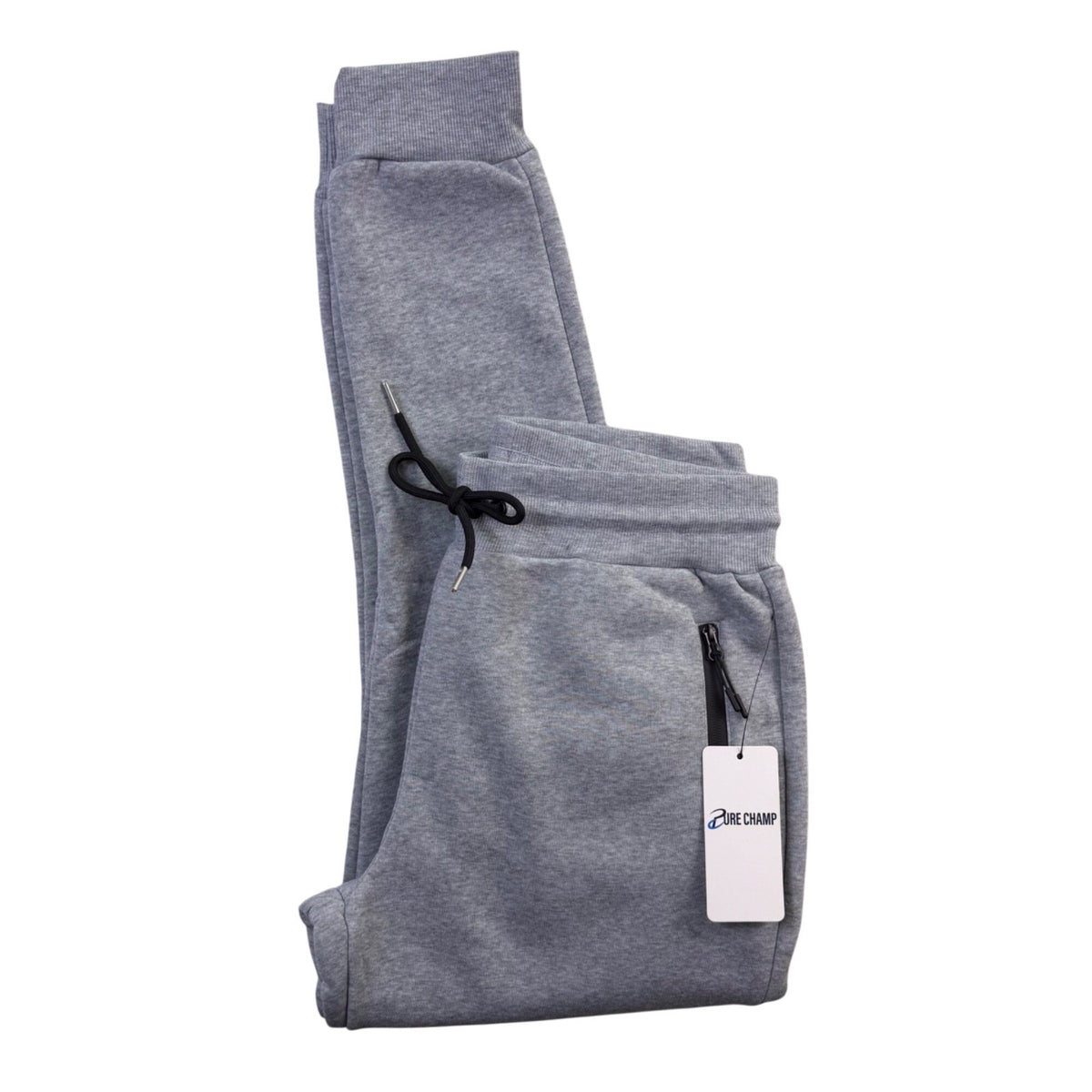 Pure Champ Mens Gray Jogger Pants With Zipper Pockets & Drawstring Size M