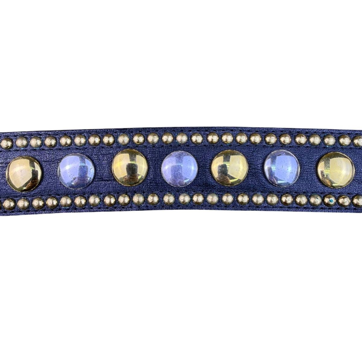Streets Ahead Unisex Black Leather Studded Belt Gold Accents Adjustable Western