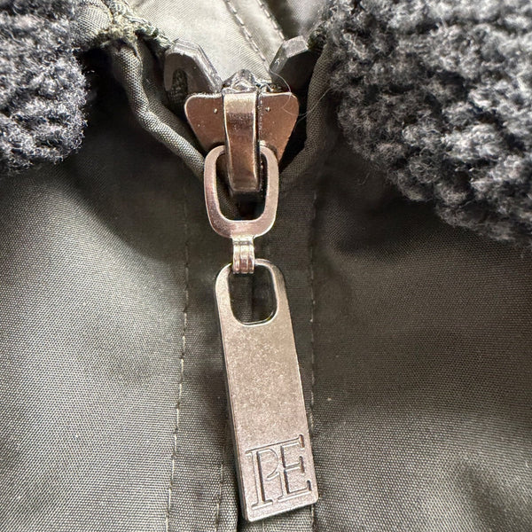 Perry Ellis Portfolio Mens Green Polyester Bomber Jacket Sherpa-Lined Collar Siz