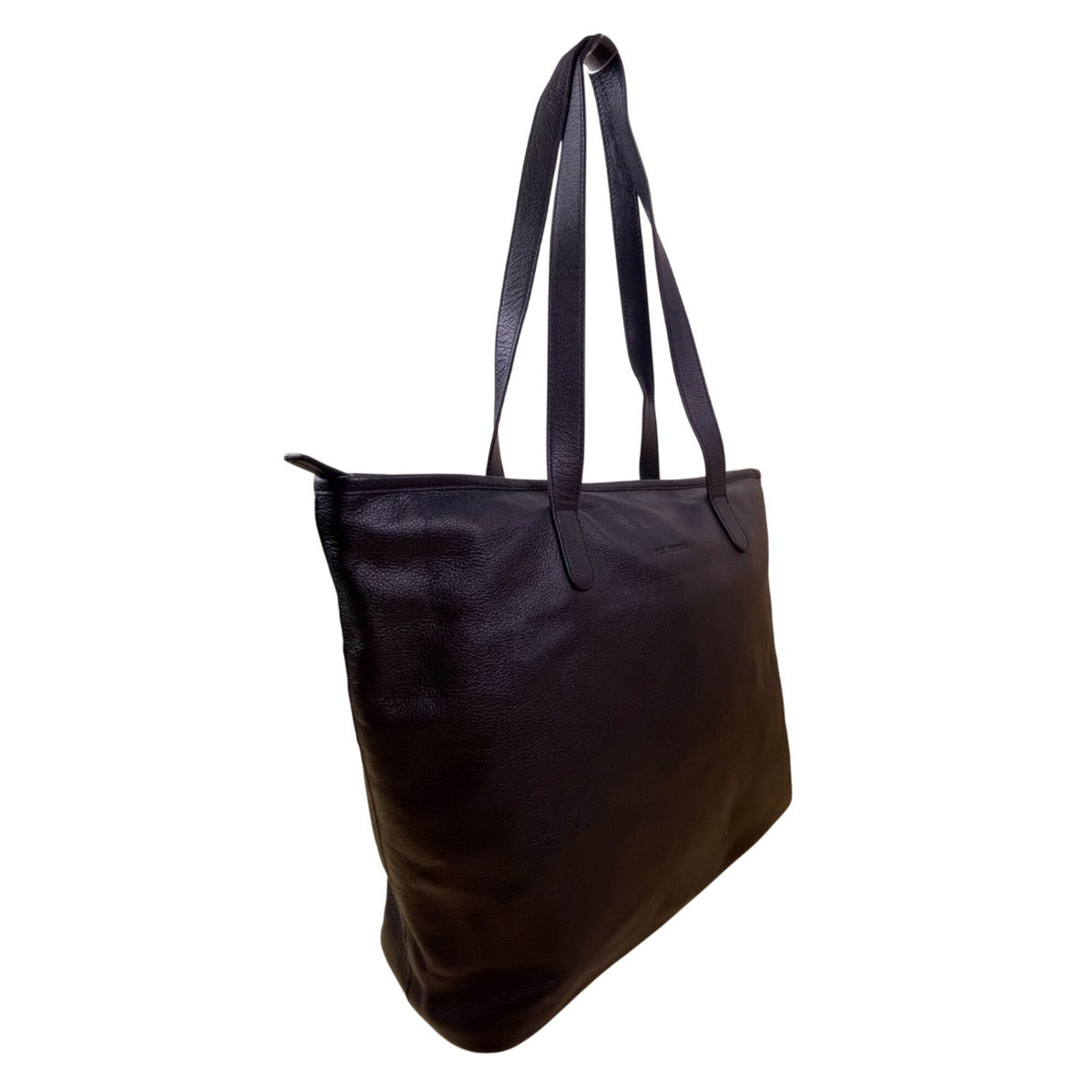 Jack Georges Women’s Black Leather Dual Shoulder Zip Closure Straps Tote Bag