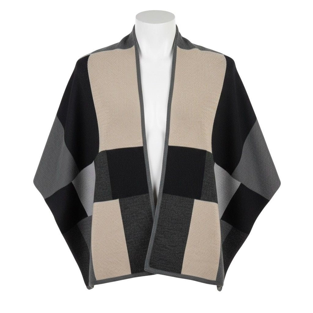 Coldwater Creek Colorblock Open Front Poncho Wrap