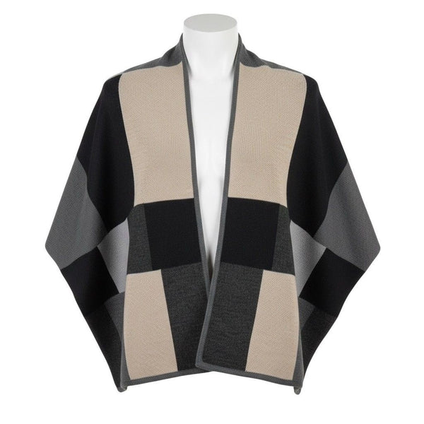 Coldwater Creek Colorblock Open Front Poncho Wrap