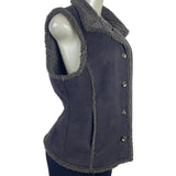 L.L. Bean Women's Gray Sherpa Lined & Sleeveless Button Front Vest Sz M