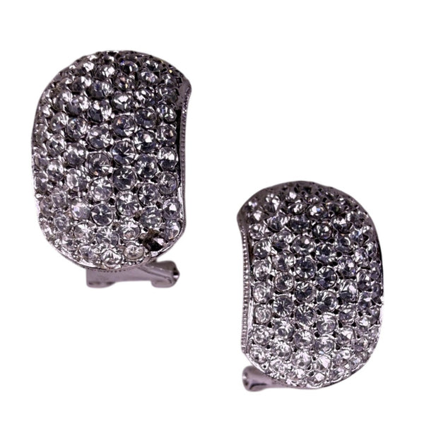Lauren Ralph Lauren Silver Tone Womens Rhinestone Clip Earrings E-Z Comfort