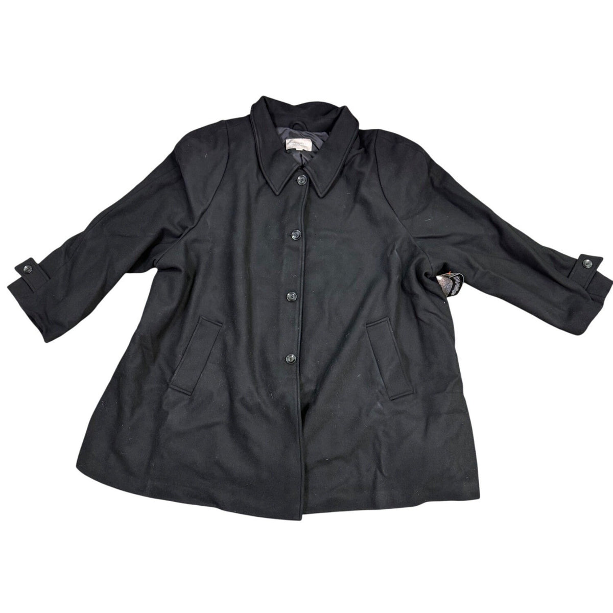 Woman Within Womens Black Swing Coat Button Front Lightweight Size 38W