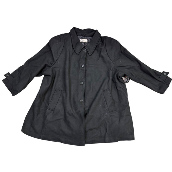 Woman Within Womens Black Swing Coat Button Front Lightweight Size 38W