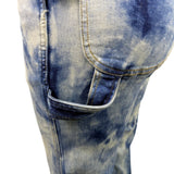 Anthropologie Womens Blue Cotton Blend Tie-Dye Denim Overalls Size 24 Petite