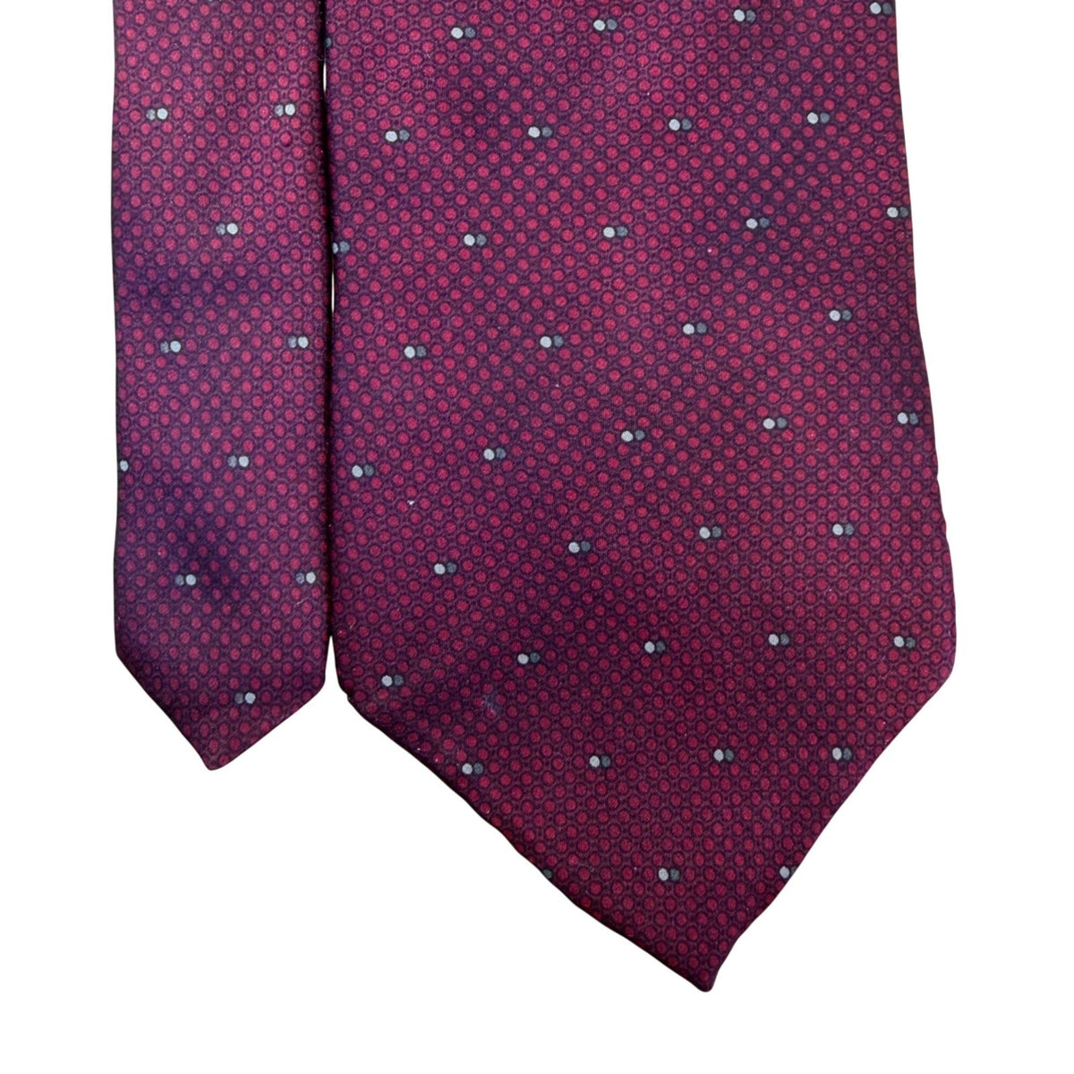 Zylos Platinum Mens Burgundy 100% Silk Dot Pattern Necktie George Machado Design