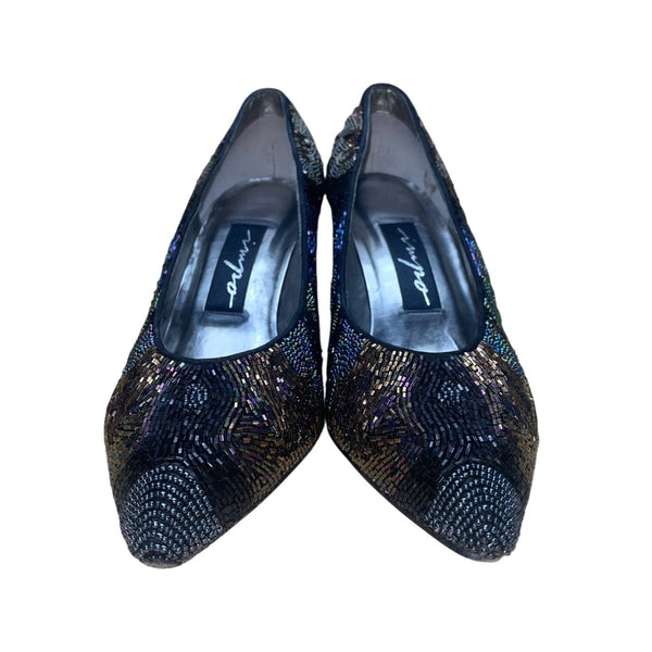 Impo Womens Black Iris Beaded Lining Monet High Heel Pumps Size 9B