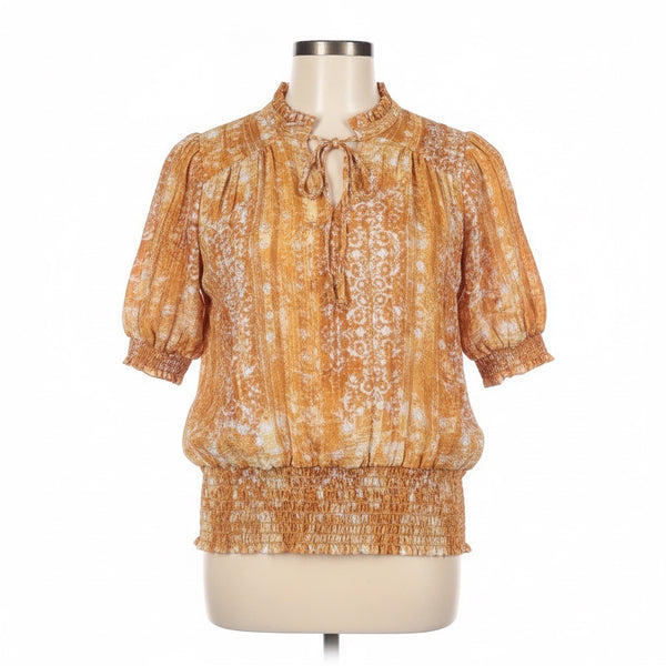 Rachel Zoe Womens Orange Patterned Top Lightweight Stylish Size S 