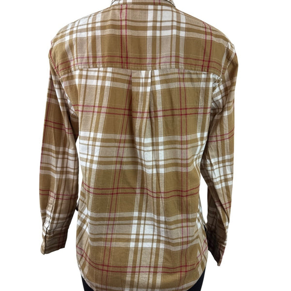 Banana Republic Women's Brown Plaid Button-Up Shirt Sz S