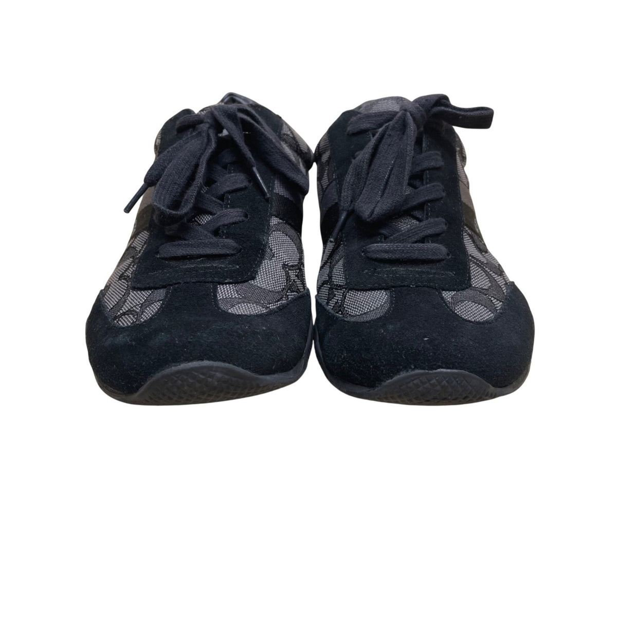 Coach Women's Black Suede & Canvas Monogram Lace-Up Athletic Sneakers Size 8