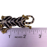 Gold Tone Womens Black Rhinestone Enamel Tiger Brooch With Green Stone Eyes