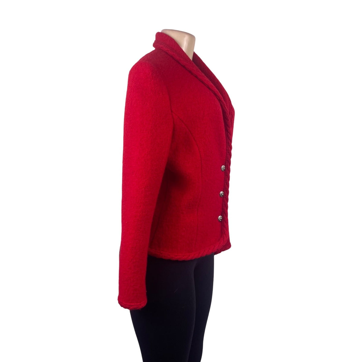 Talbots Womens Red Wool Blazer Textured Design Silver Buttons Size 4