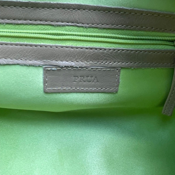 Prua Women’s Brown Leather & Cowhide & Green Lining Shoulder Tote Bag