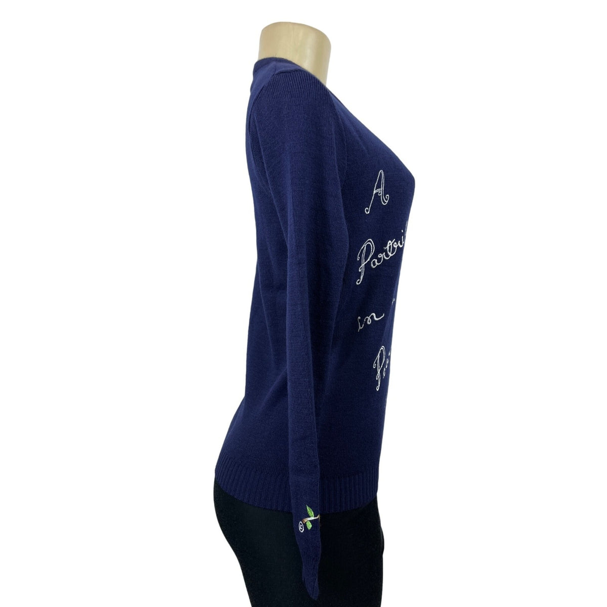 Cyn Totles Women's Dark Blue Pear Tree Design Sweater Sz M - NWT