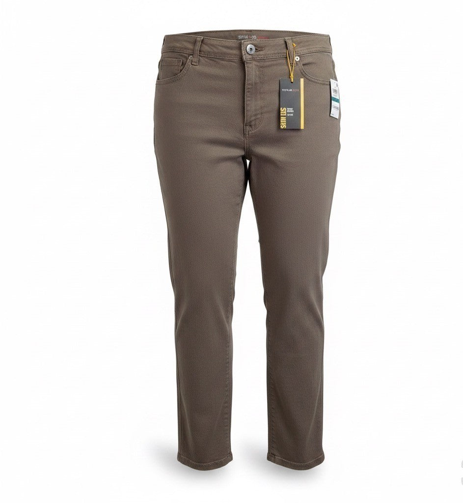 Style & Co Women Brown Slim Leg Pants High Rise Tummy Control 16P