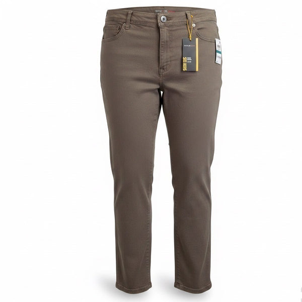 Style & Co Women Brown Slim Leg Pants High Rise Tummy Control 16P