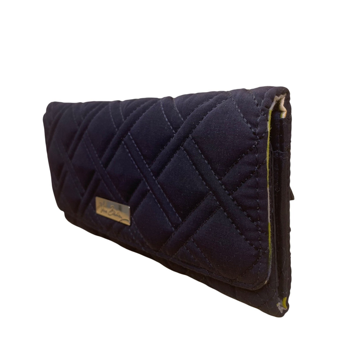 Vera Bradley Women’s Navy Quilted Fabric With Back Zip Pocket Wallet Clutch