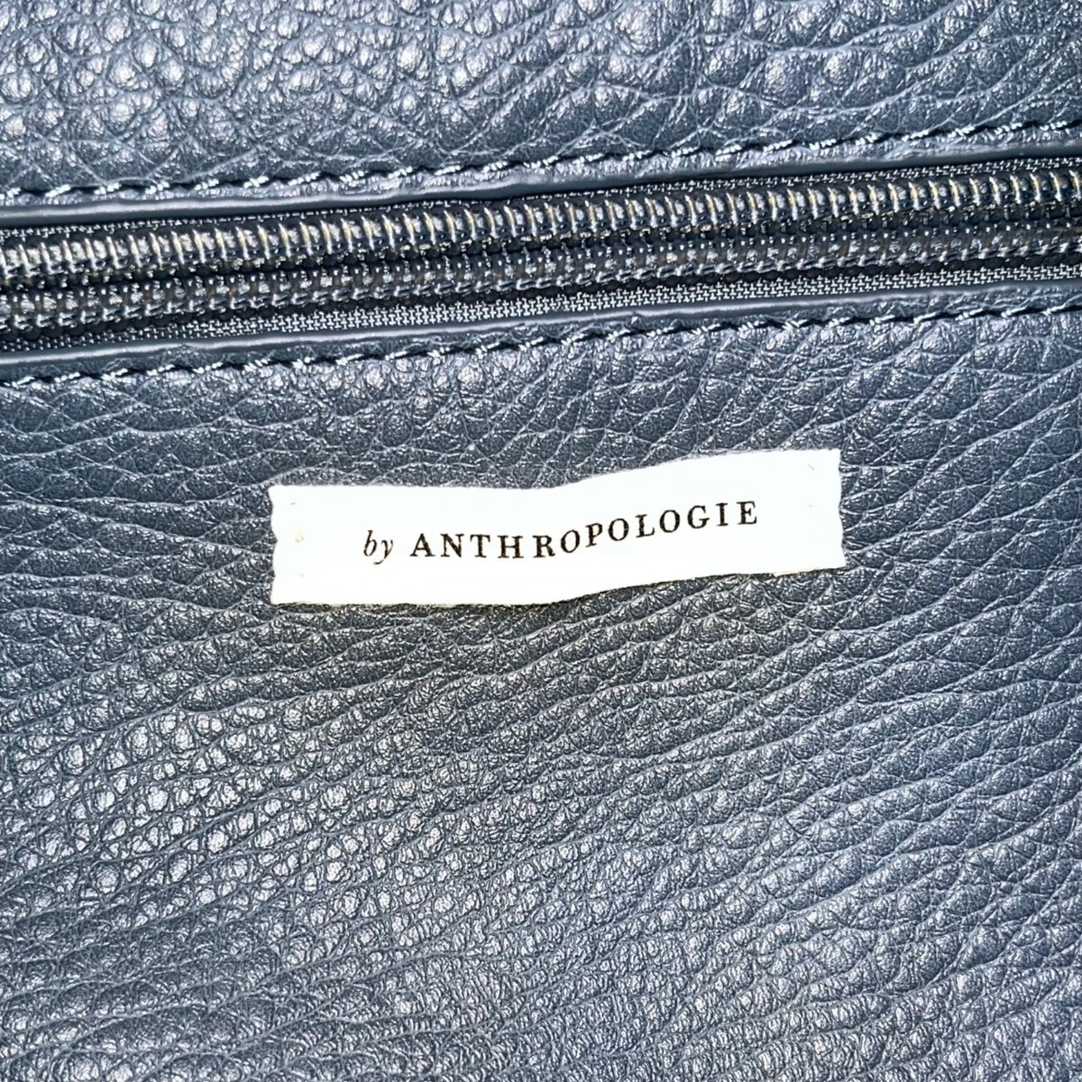 Anthropologie Women’s Navy Blue Textured Leather-Style Slouch Design Handbag