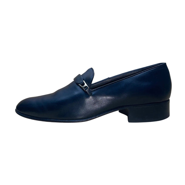 Bally Men’s Black Leather Strap accent Round Toe Slip-On Loafers Size 8