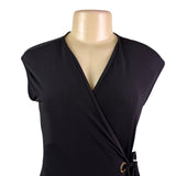 Ivanka Trump Womens Black Wrap Dress Tie Waist Sleeveless Sz XS