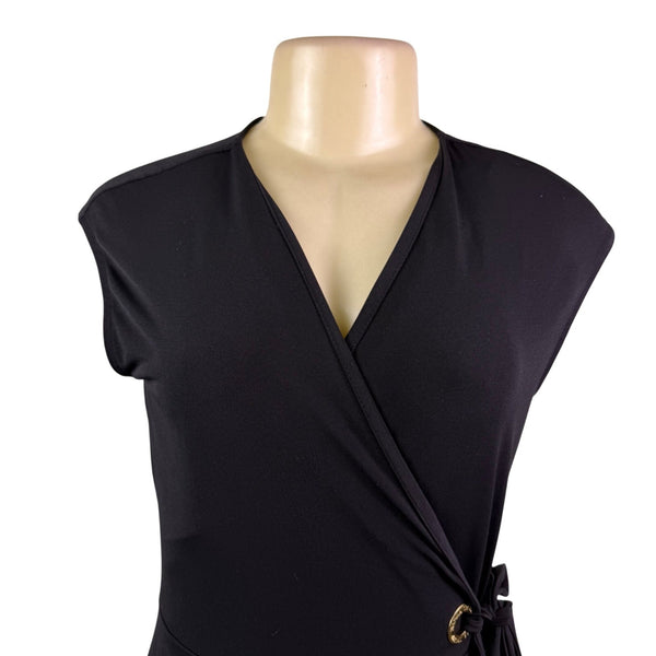 Ivanka Trump Womens Black Wrap Dress Tie Waist Sleeveless Sz XS