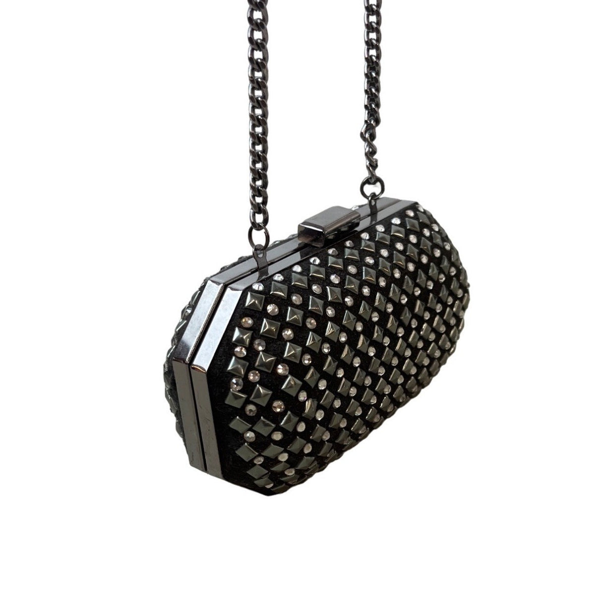 H&M Women's Black Studs and Rhinestone Crossbody Evening Clutch Sz S - EUC