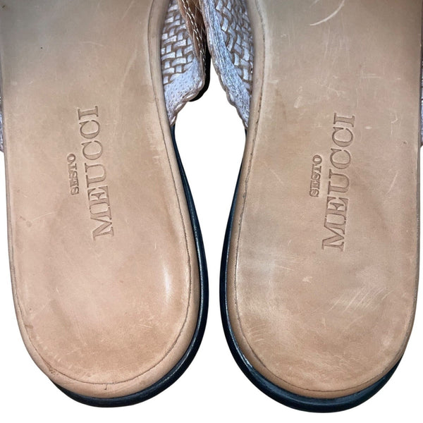 Sesto Meucci Women's Brown Woven Leather Mule Slip-On Shoes Size 10C