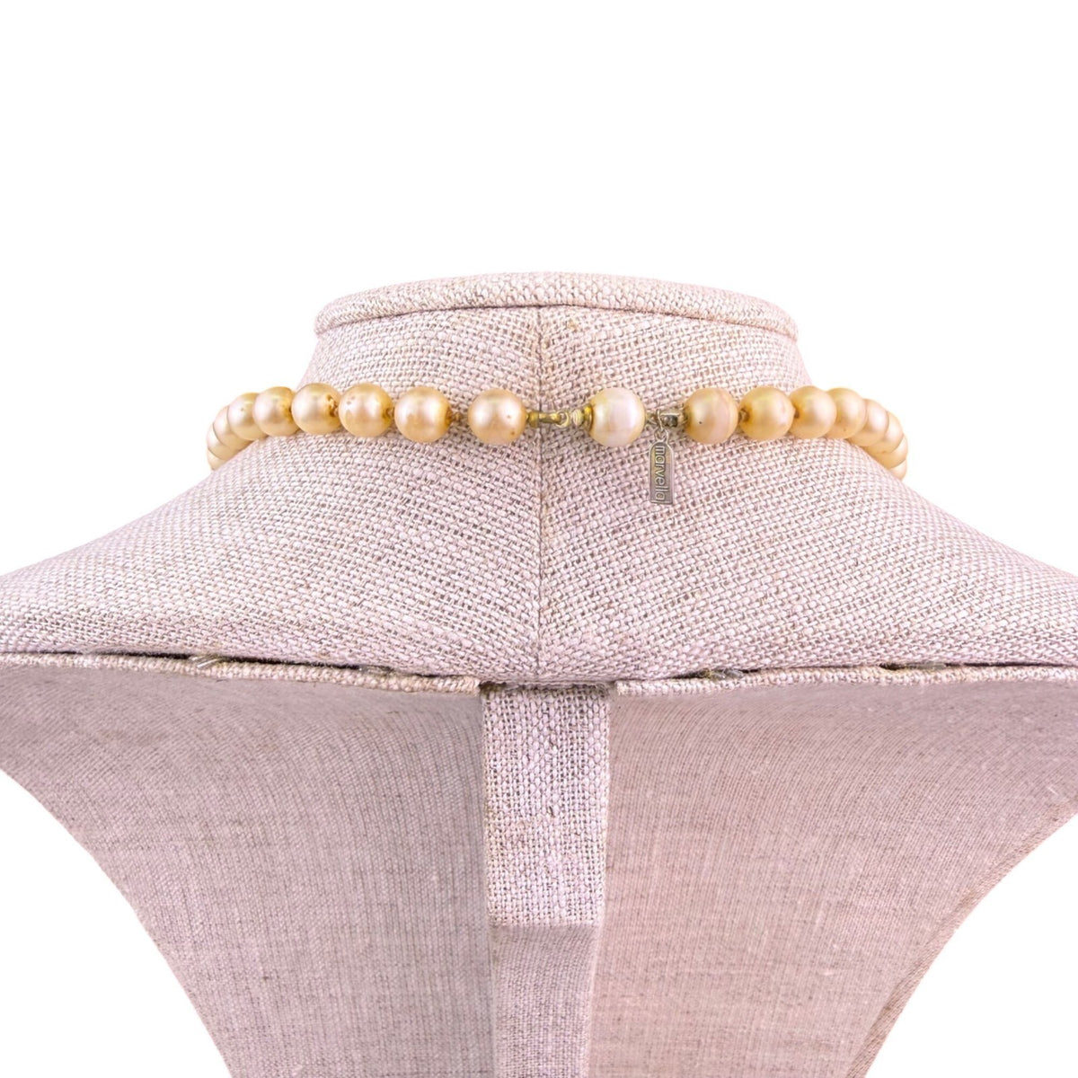 Marvella Womens Gold Tone Faux Pearl Long Necklace Elegant Beaded Strand