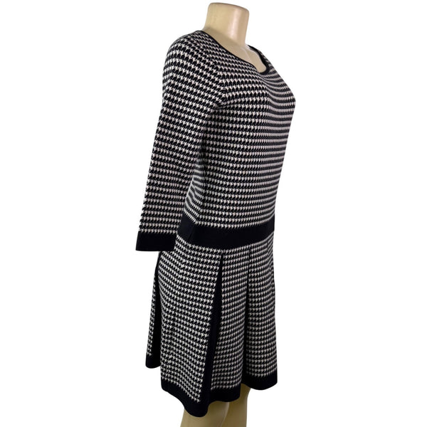 Lauren Ralph Lauren Womens Black & White Houndstooth Pleated Dress Sz M