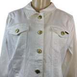 ISAAC MIRAHI LIVE White Denim Button-Up Jacket With Gold-Tone Hardware Sz 14