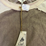 Easel Womens Taupe Beige Long Sleeve Colorblock Knit Top Size M