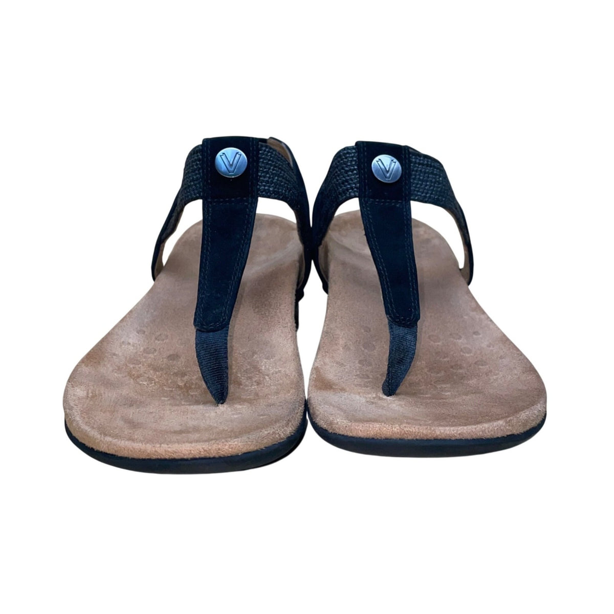 Women’s Black Faux Leather Elastic Thong  Brea Sandals Size 8