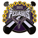 2016 Pegasus Baseball Trading Pin With Crossed Sticks & Winged Horse Design