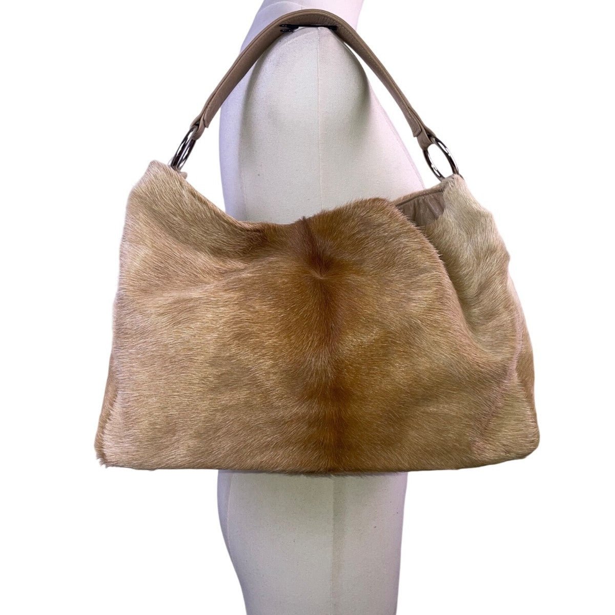 Prua Women’s Brown Leather & Cowhide & Green Lining Shoulder Tote Bag