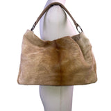 Prua Women’s Brown Leather & Cowhide & Green Lining Shoulder Tote Bag