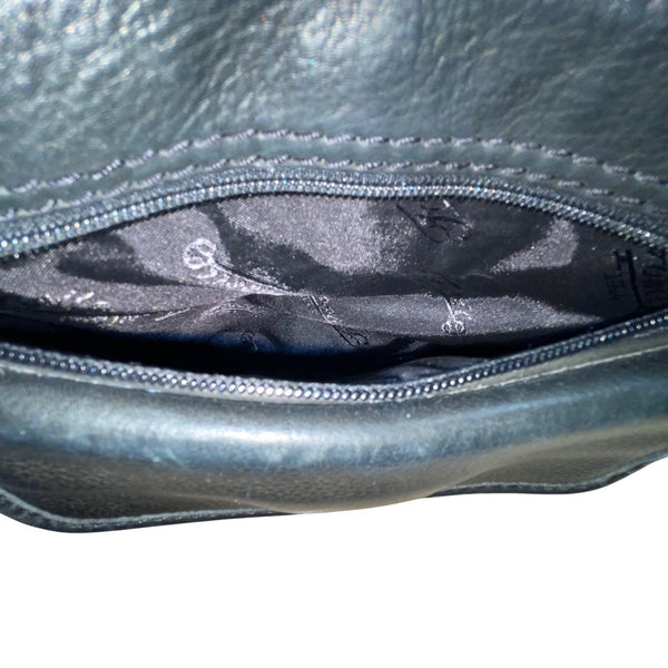 Fossil Women’s Black Leather Adjustable Strap Front Pocket Crossbody Bag