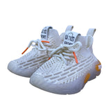 Uom Babies White & Orange Knitted Breathable Slip-in Sneakers Size 20