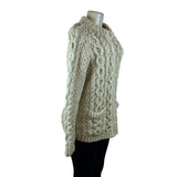 Vintage Andion Women's Cream Wool Knit Sweater Cardigan Open Front Pockets