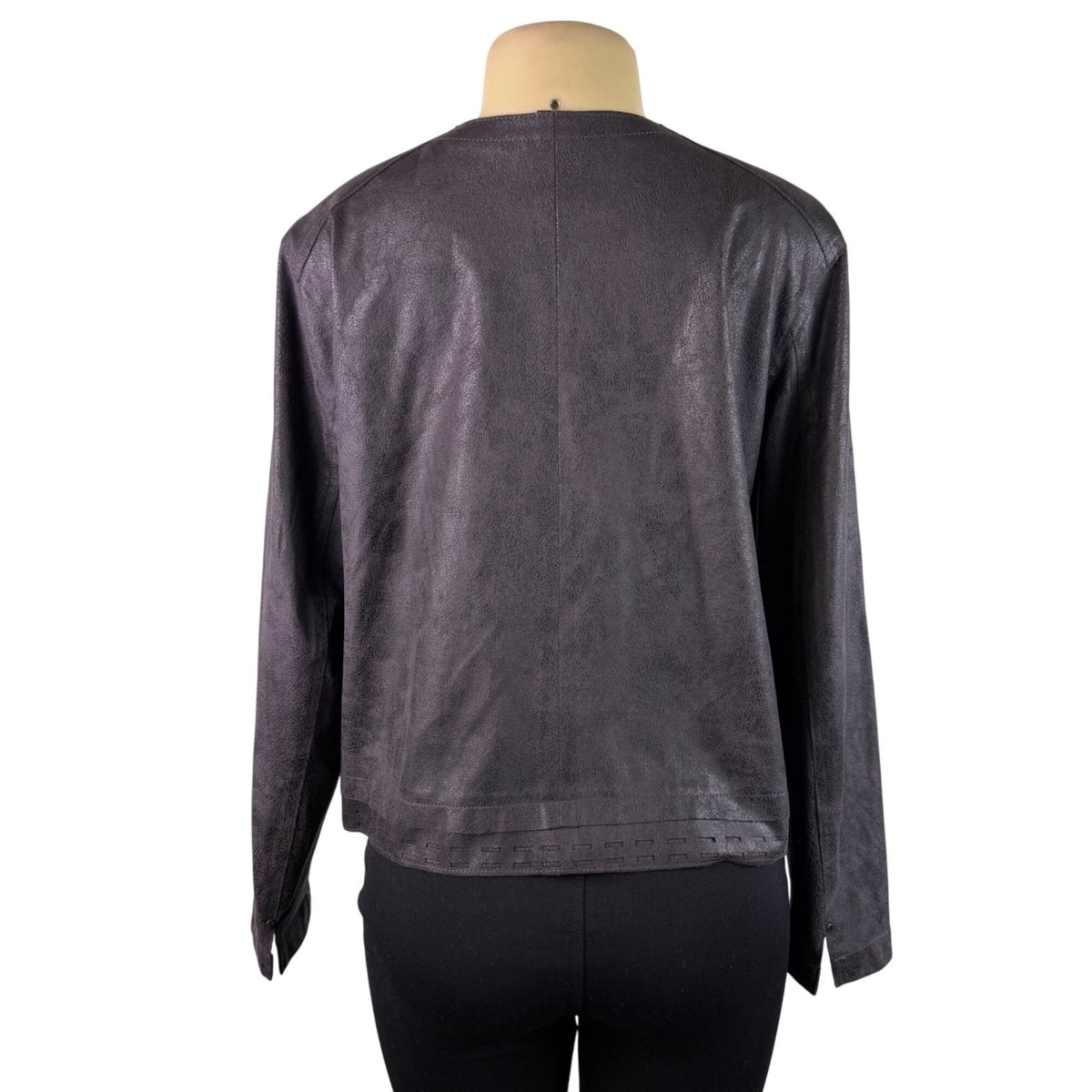 Lysse Womens Black  Jacket Large Lightweight Textured Asymmetrical