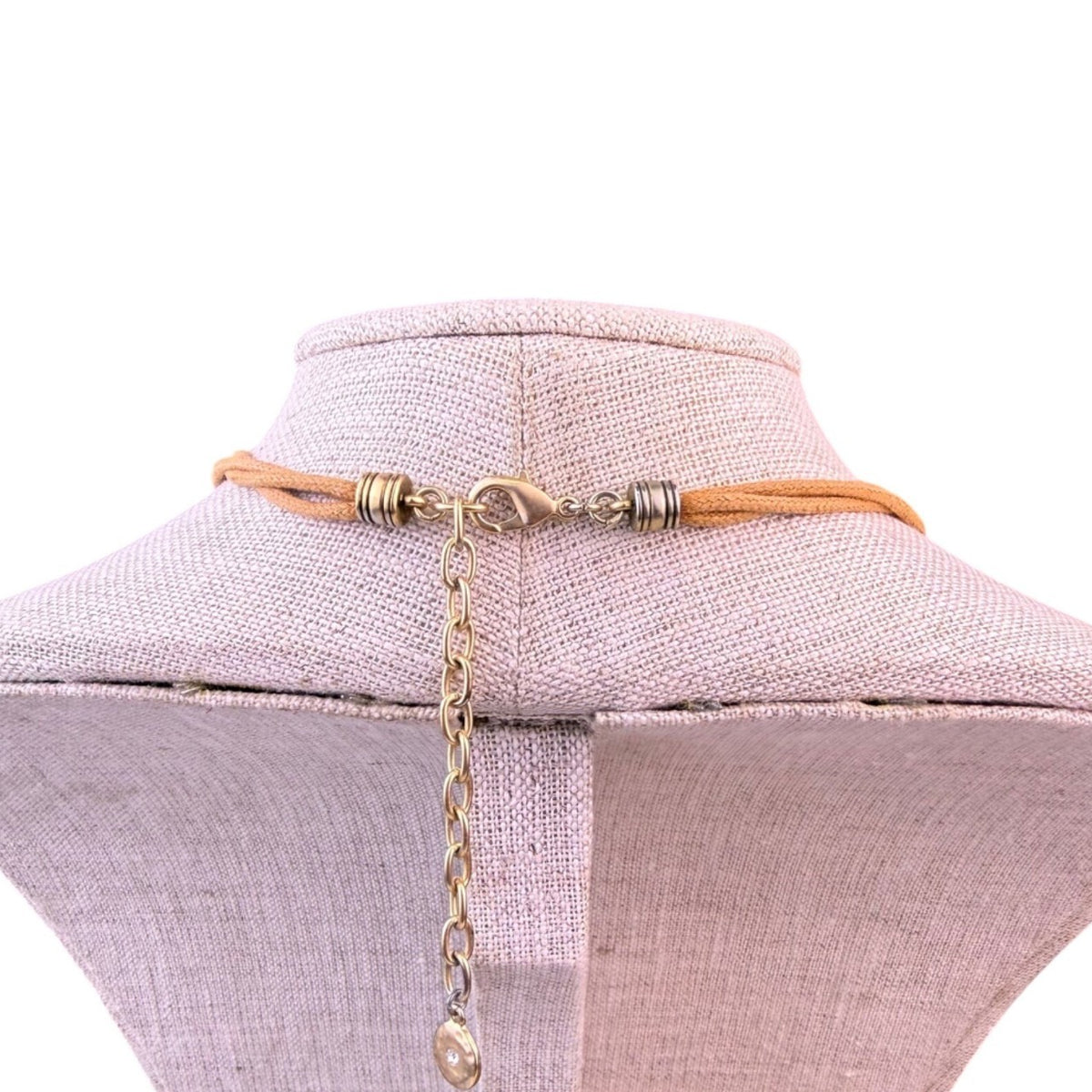 Multi-Strand Womens Beige Multi-Material Necklace Metal & Pearl Charms