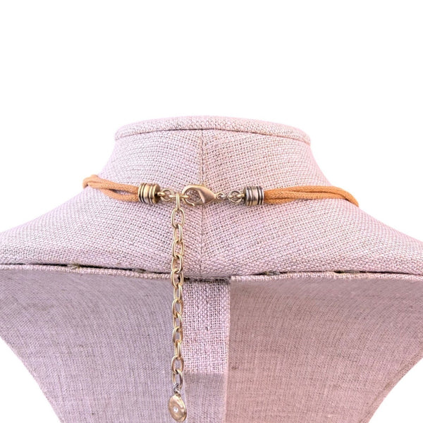 Multi-Strand Womens Beige Multi-Material Necklace Metal & Pearl Charms