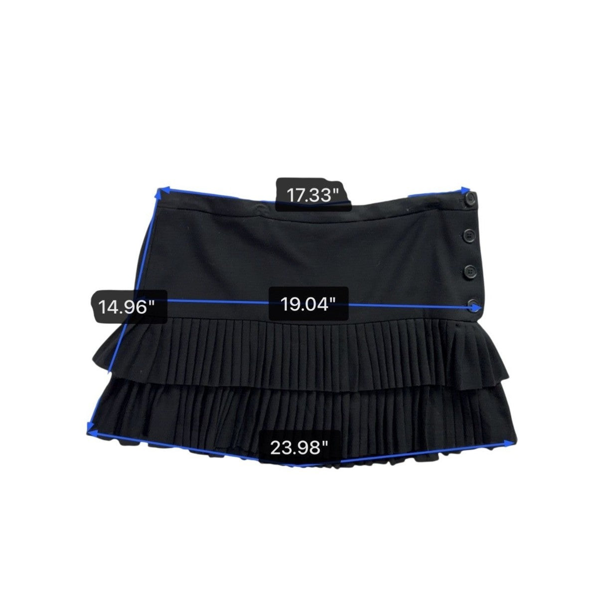 BCBGMaxAzria Womens Black Pleated Button Accent Tiered Mini Skirt Size 10